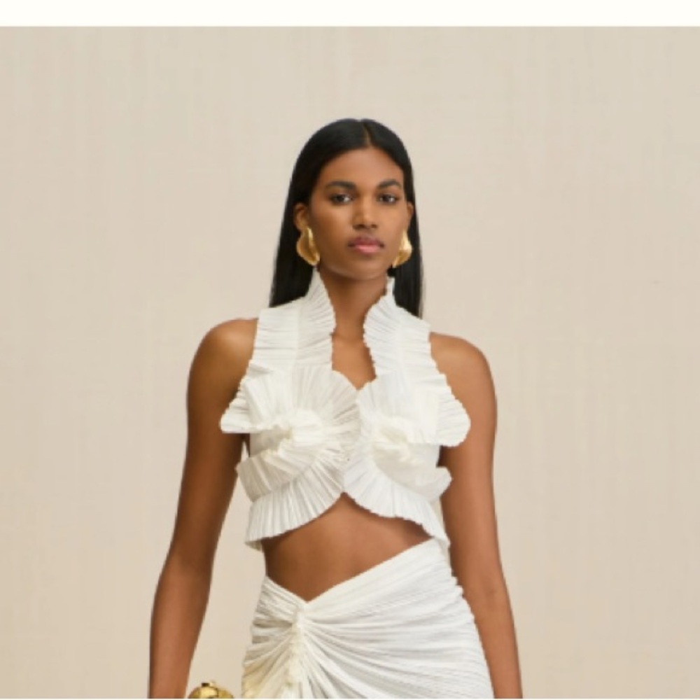 Cult Gaia White Pleated top